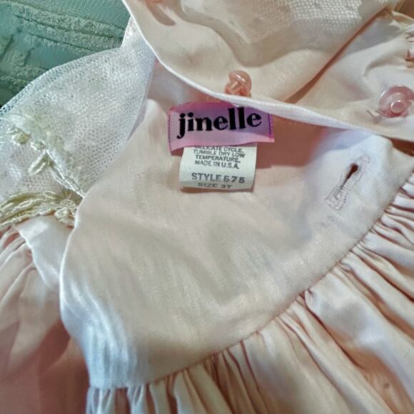 *SOLD SOLD SOLD* Vintage 80s Toddler Dress Pink Satin Lace Girl Party Dress 3T - Picture 14 of 16